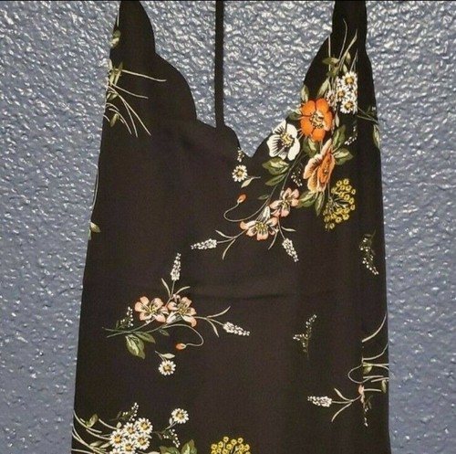 Stitch Fix Nine Britton Black Floral Halter Dressy Top Shirt L NEW W TAG - Picture 1 of 5