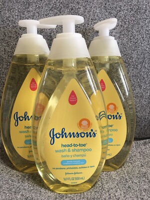3*Bottles Of JOHNSON'S Head-To-Toe Gentle Tear- Free Baby Wash - Shampoo 16.9 Oz