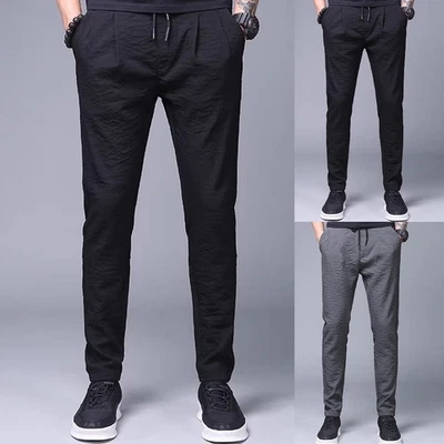 Loose Fit Herren Eis Seide Jogginghose gerades Bein Sporthose Gummibund - Bild 1 von 4