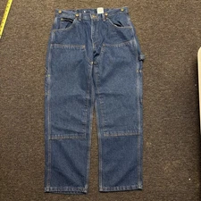 Vintage Key Double Knee Logger Jeans Mens 34x30 Blue Carpenter Dungaree NWT