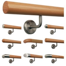 Poręcz Drewno Modrzew Balustrada Poręcz ścienna Schody Wejście Uchwyt Okrągłe drewno V2A