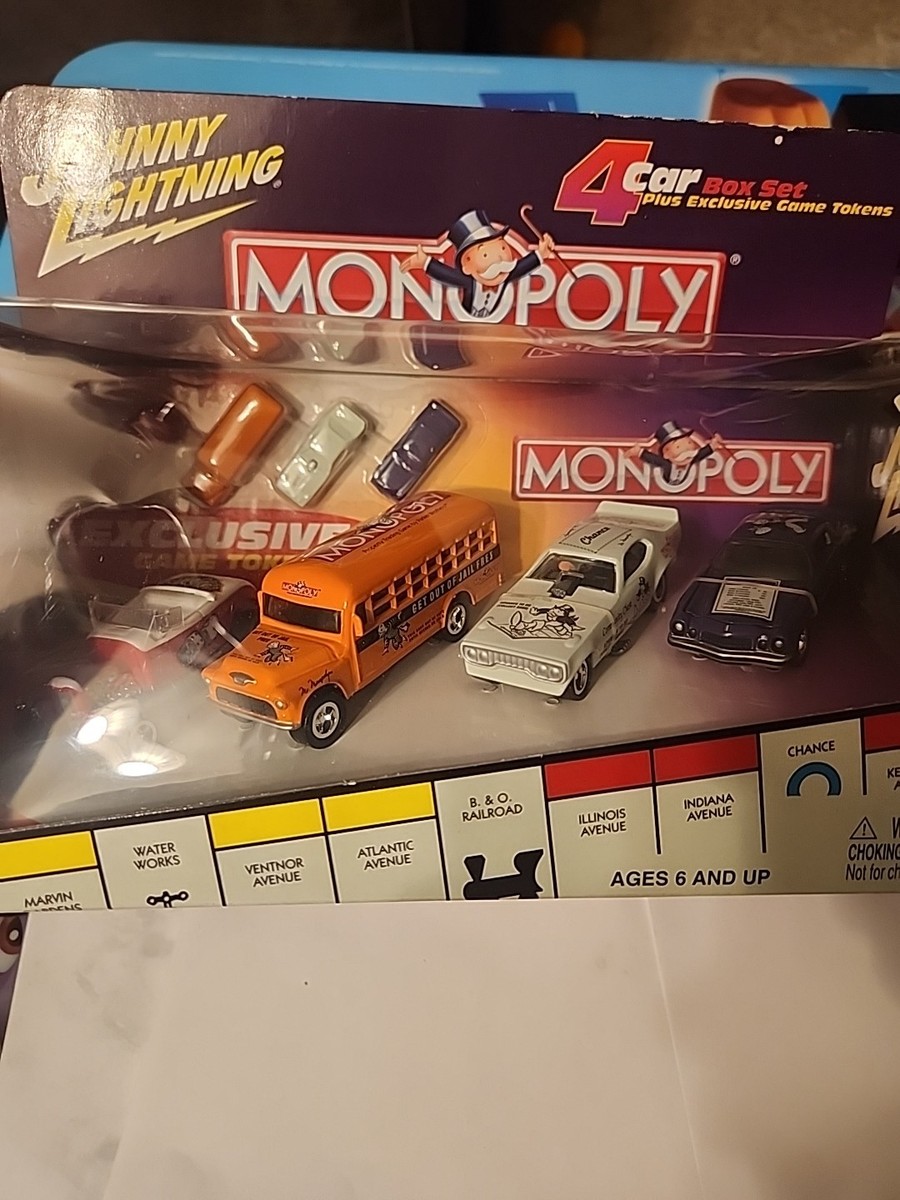 2002 Hasbro Johnny Lightning Monopoly 4 Car Set With Game
