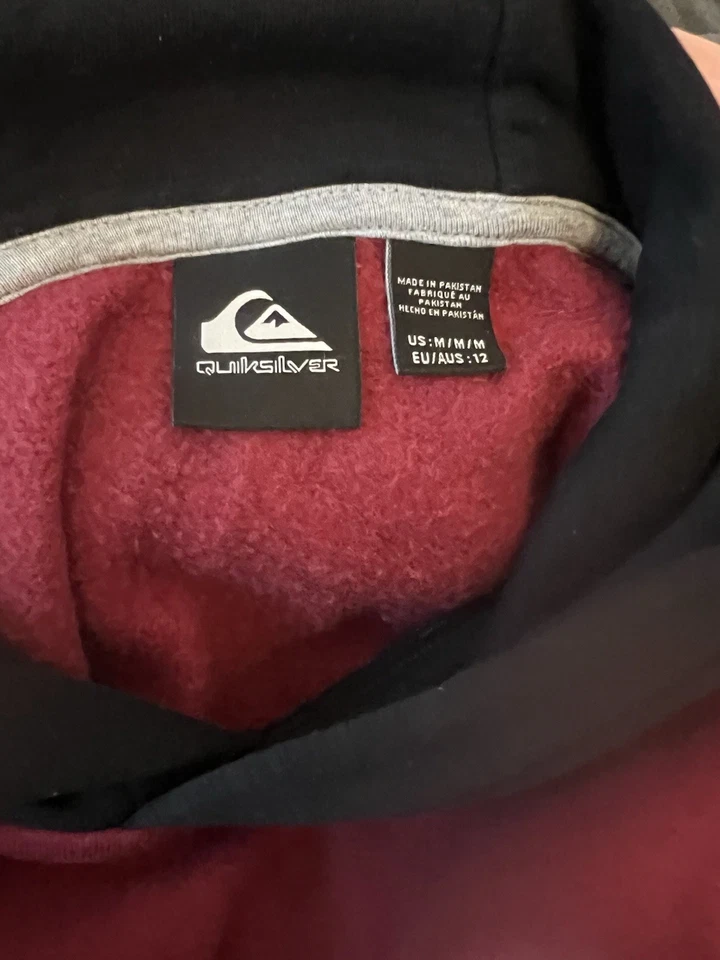 Sudadera con capucha Quicksilver para niños talla mediana borgoña y negra Foto 4 de 4