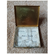 Vintage Gold Toned Metal Wallet Petty Cash Money Holder