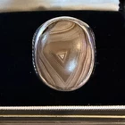 BIG Vintage Sterling Silver Bell Navajo Agate Men's Ring Sz 9 3/4 11.8 Grams