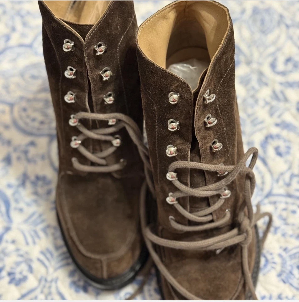 Botines Jill Sander Gamuza Marrón Chocolate Tacón Talla 36 1/2 Hechos en Italia Foto 3 de 4