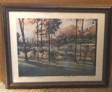 TOM LYNCH SIGNED FRAMED WATER COLOR PAINTING PRINT 1991 MEDINAH CLASSIC GOLF