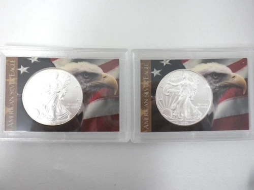 2008 and 2011 American Silver Eagles Two Ounces .999 Silver BU