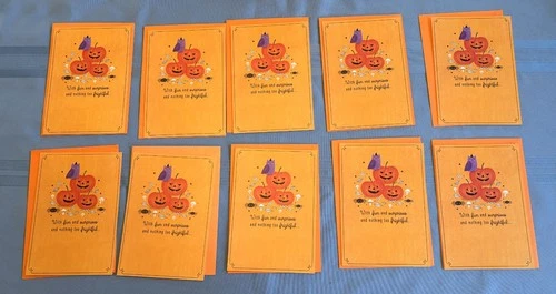 10 Identical New Hallmark Expressions Halloween Greeting Cards Envelopes
