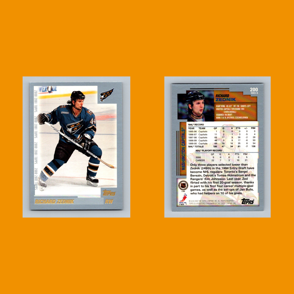 Richard Zednik #200 2000 Topps Washington Capitals Hockey Card NHL