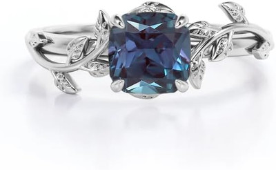 Vintage Art Decor 1 Ct Fire Alexandrite Cushion Cut  Engagement Ring for Women