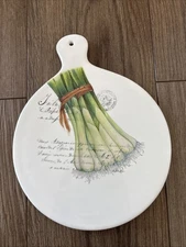 Effetti Home Trivet Cutting Board Plate Ceramic Scallions Vegetables Italy