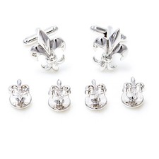 Fleur De Lis Pair Tuxedo Cufflinks and Studs Set in a Presentation Gift Box ...