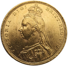 1888-S Queen Victoria Jubilee Head Gold Sovereign - DISH S10