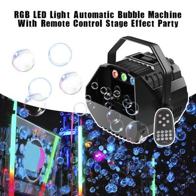 RGB LED Light Automatic Bubble Machine With Remote Control Stage Effect Party U