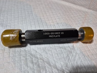 1 -20 UNEF 2B 1'' 1.00 PRE PLATE THREAD PLUG GAGE SET GO PD .9695 NO GO PD .9754