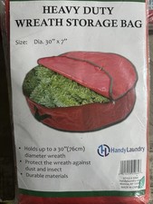 New Christmas Wreath Storage Bag Durable Red Tarp Material Zipper Sturdy 30 in