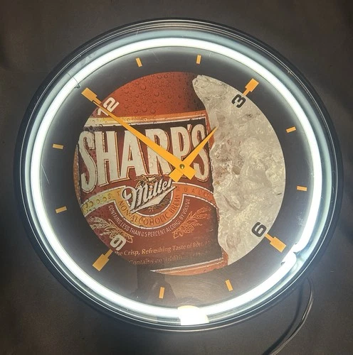 Vintage Miller Sharps Beer Neon Clock Sign Tested & Works "1993"