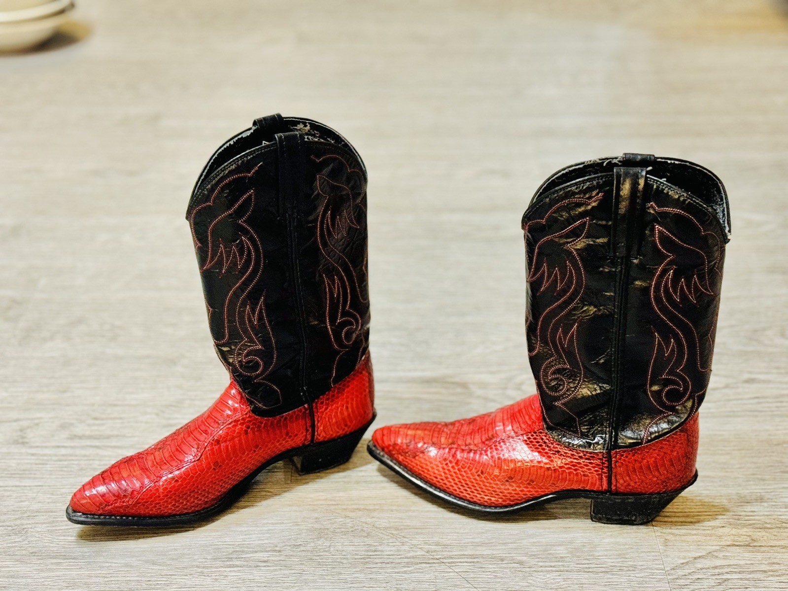 Dan Post Vintage Python Red snake skin Cowboy Boo… - image 3