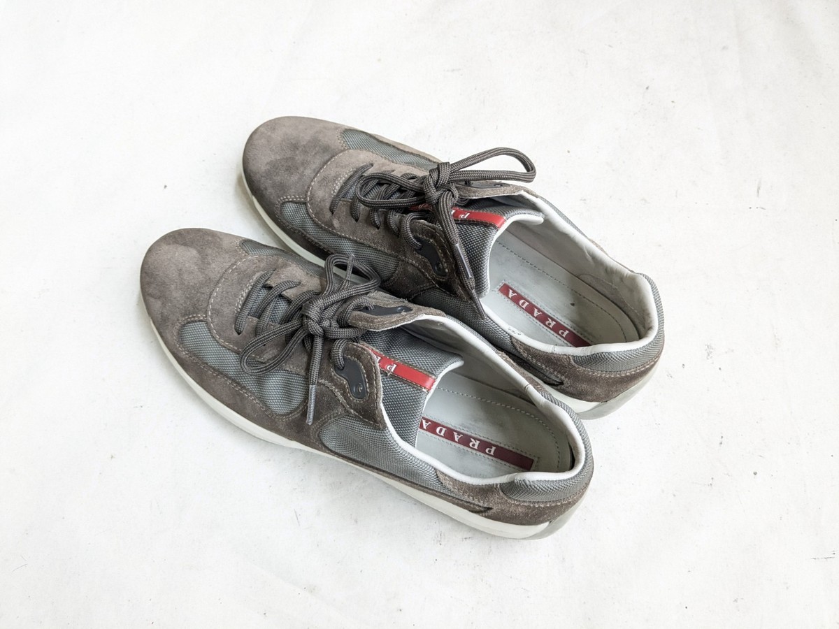 Prada America's Cup Sneakers Men US 10 UK 9 Gray Suede Low Tops | eBay