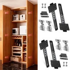 16inch Pocket Door Slides with Hinges,Pocket Cabinet Door Hardware Kit,Space ...