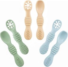 6 Pack Silicone Baby Spoons for Baby Led Weaning, First Stage Baby Toddler Self