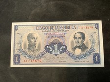 Colombia 1968 1 Peso Oro Crisp UNC Banknote.  N3302