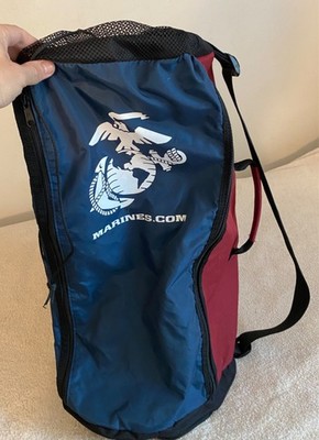 US Marines Large Duffle Travel Gear Bag Blue Red Made in USA Lightweight