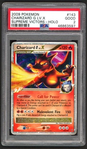 Pokemon Cards - PSA 2 Charizard G Lv.X 143/147 - Supreme Victors Holo - GOOD