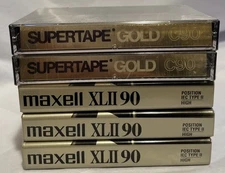 Realistic Supertape Gold & Maxell XLII Cassette Tapes 90 Minute Sealed Unused