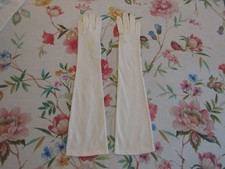 Vintage White Nylon Evening 18" Opera Gloves-Very Soft--No Buttons---Size 6 1/2