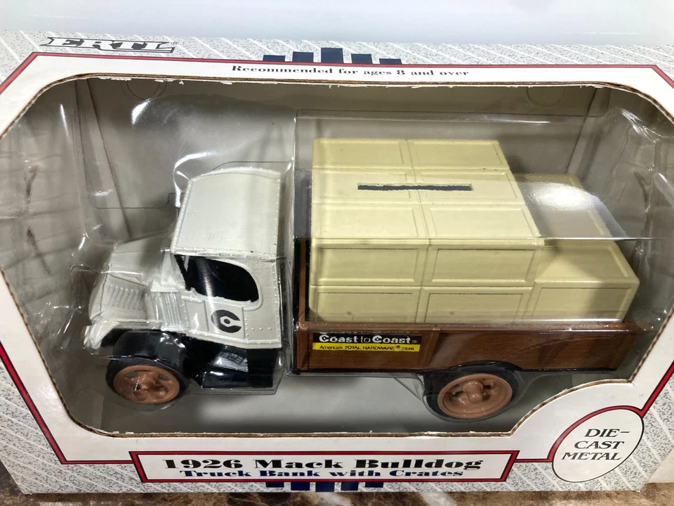 Lot 2 ERTL Coast To Coast Hardware Diecast Mack Bulldog Truck Delivery Car Bank - Image 3 of 4