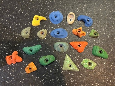 Rock Climbing Footholds-Small-Assorted Colors-Bolt In-Used Condition