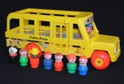 Vintage Fisher Price Little People 192 School Bus Complete Set 6 Kids Dog Figure