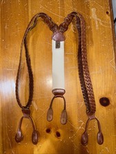 Braided Leather Brown Trafalgar Braces Suspenders