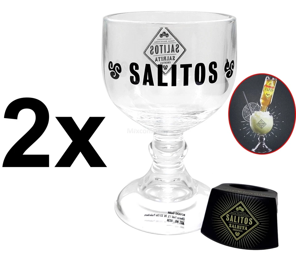 Salitos Salrita Cocktailglas Set – 2 Gläser + 2 Flaschenhalter