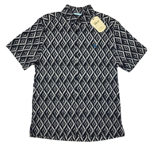 Tommy Bahama Herren Hawaiihemd Nebelgrau Black Diamond Medium TB321573T