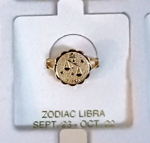 Anello Zodiaco Vintage Bilancia Bilancia 9/23-10/22 Adj. Taglia 5-6,5 anni '80 nuovo NOS - Foto 4 di 11