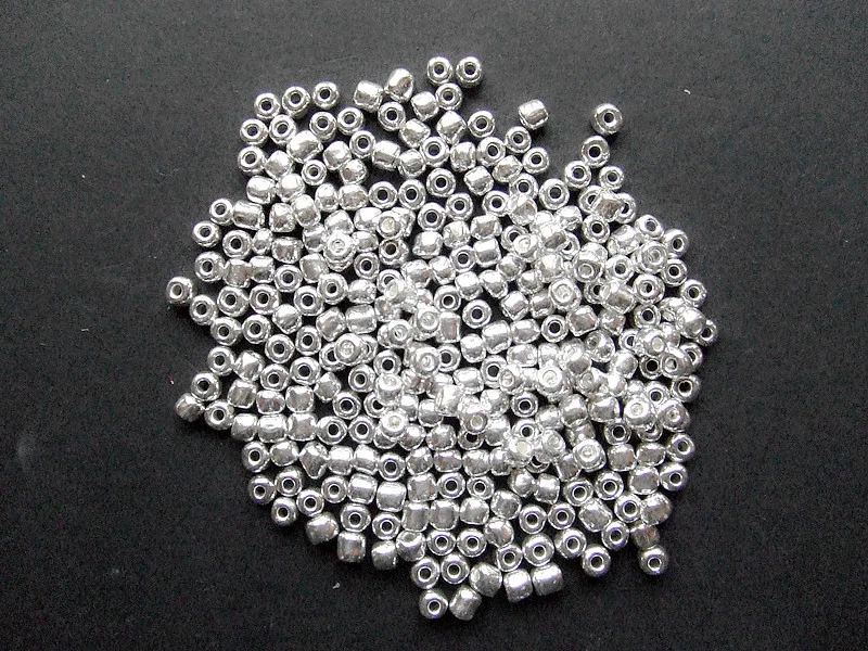 15gr perline conteria in vetro 4mm colore argento bijoux