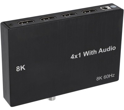 8K HD Multimedia Interface Switch 4 in 1 Out, Unterstützt 8K 60 Hz und 4K 120 Hz