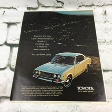Vintage 1970 Car Ad Toyota Automobile Collectible Advertising Art Print