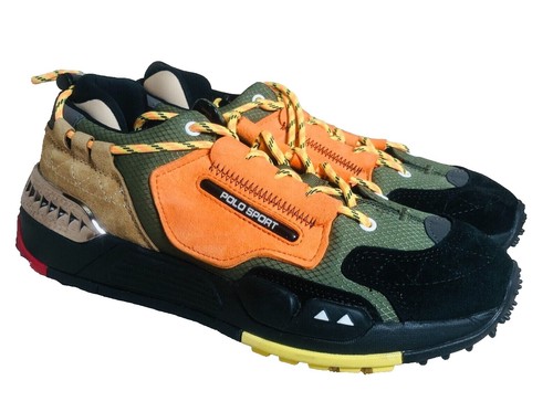 Polo Ralph Lauren Solomon Embroidered Camouflage Sneakers Men Size 7.5 D POLO Ralph Lauren THORTON Leather TRIM Dark CAMO Canvas  main image 4
