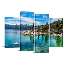 KREATIVE ARTS 4-Piece Lake Tahoe Canvas Wall Art Set - 48x33 Clear Turquoise ...