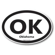 OK Oklahoma US State Oval Magnet Decal, 4x6 Inches, Automotive Magnet for Car