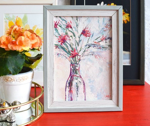 Meadow Flowers Original Oil Painting Impasto 8"x6" Modern art Wildflowers - Picture 5 of 6