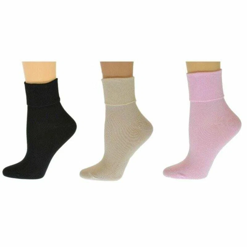 Turn Cuff Organic Cotton Seamless Toe 3 Pair Soft Socks, Women Active Wear Socks - Image 2 of 4