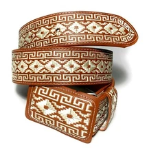 CINTO CHARRO BORDADO. MENS EMBROIDERED WESTERN BELT PITIADO VAQUERO LEATHER BELT