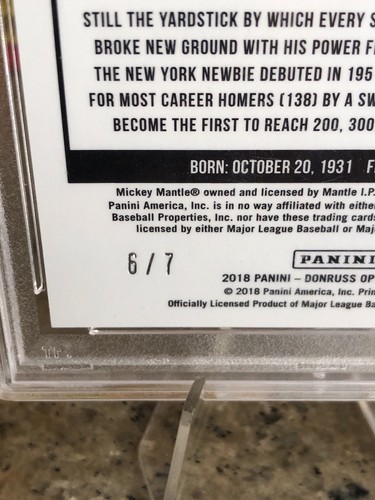 2018 Panini Donruss Optic Mickey Mantle Cracked Ice #165 PSA 10 POP 2 Yankees - Bild 10 von 11
