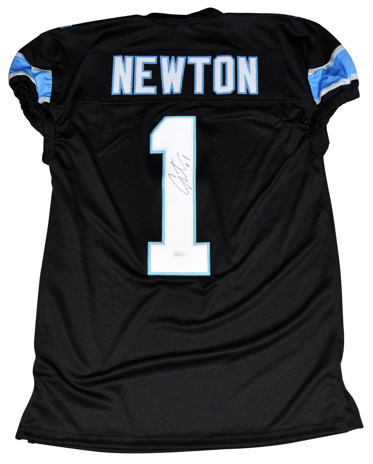 Cam Newton Autographed Signed Carolina Panthers #1 BLACK GAME CUT JERSEY JSA 