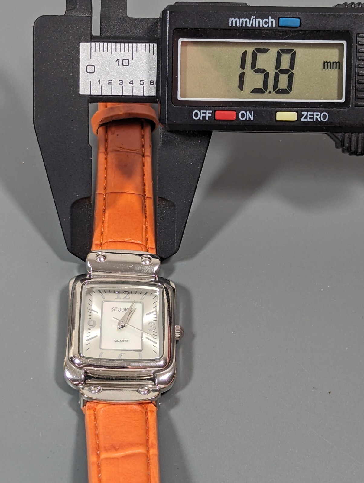 Studio MOP Dial Silver Tone Rectangle Case Orange… - image 6